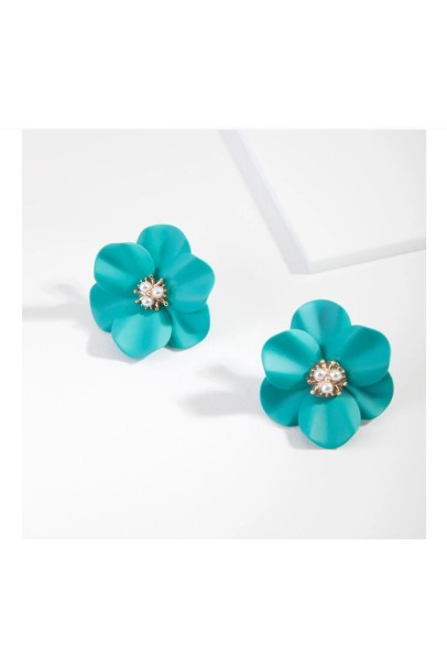Coated Metal Rubber Medium Flower Earring